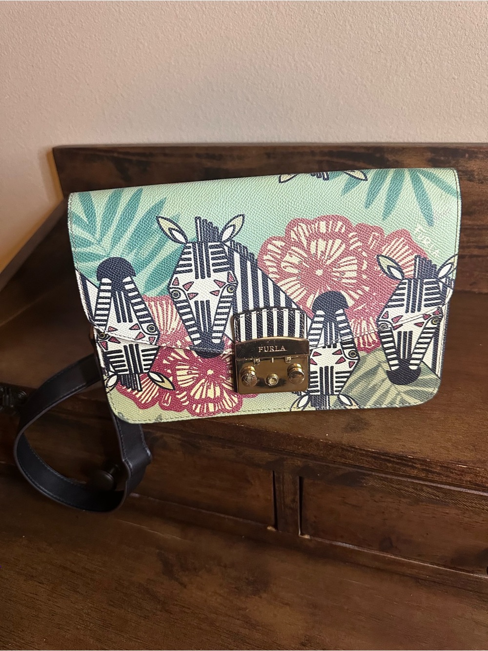 Furla Metropolis Limited Edition Urban Jungle Zebra Print Crossbody Bag